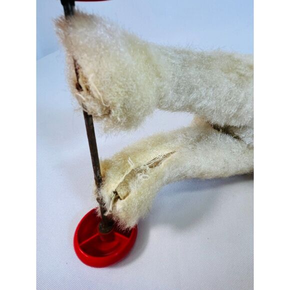 VINTAGE WIRE FOX TERRIER DOG CHILD'S PULL TOY CLOTH FUR BODY ON WHEELS - Picture 7 of 11